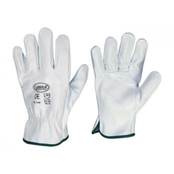 GUANTI DA LAVORO IN PELLE FIORE BOVINO BIANCO TAGLIA 9 LOGICA