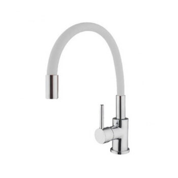 MISCELATORE LAVELLO CUCINA CANNA ALTA FLESSIBILE E GIREVOLE SNAKE BIANCO/CROMO