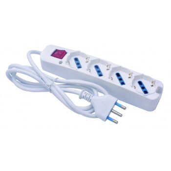 MULTIPRESA CON 4 PRESE SCHUKO/BIPASSO SPINA 2P+T 16A CAVO 1,5 MT E INTERRUTTORE