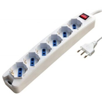 MULTIPRESA CON 6 PRESE SCHUKO/BIPASSO SPINA 2P+T 16A CAVO 1,5 MT E INTERRUTTORE