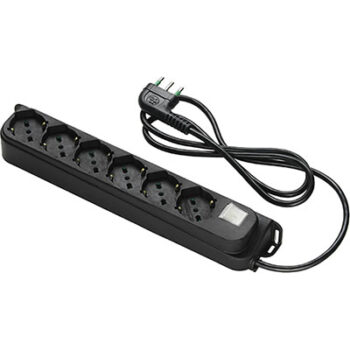 MULTIPRESA BIPASSO SCHUKO + INT.LUM RETAIL FME NERO POSTI 6