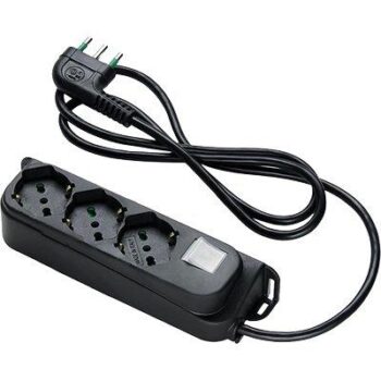 MULTIPRESA BIPASSO SCHUKO + INT.LUM RETAIL FME NERO POSTI 3 MT 1,5