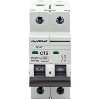 INTERRUTTORE MAGNETOTERMICO 2 POSTI AIGOSTAR 2P VOLT 230 A 16 KA 4,5 BIPOLARE