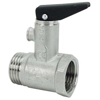 VALVOLA SICUREZZA + LEVA X SCALDACQUA OTTONE NICHELATO 1/2MF