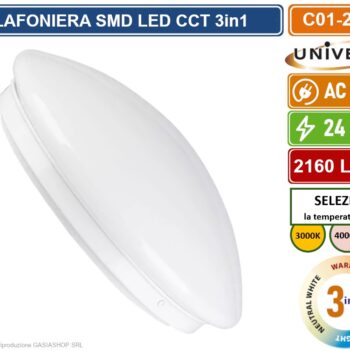 PLAFONIERA CIRCOLARE A LED 24W  3in1 COLORE LUCE SELEZIONABILE