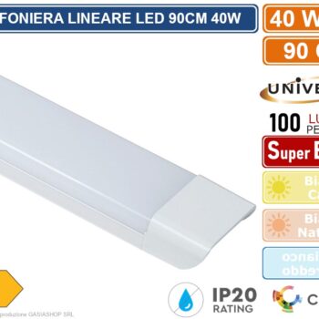 PLAFONIERA LINEARE LED UNIVERSO ALTA LUMINOSITA' 4000 LUMEN 90CM 40 WATT IP20