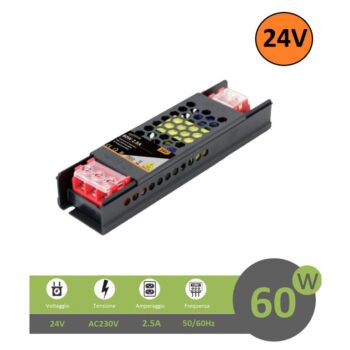 ALIMENTATORE SLIM STABILIZZATO 24V 60W SWITCH TRASFORMATORE 2.5MHA